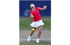 BIRMINGHAM, ENGLAND - JUNE 12:  Kirsten Flipkens of Belgium hits a return during Day Four of the Aegon Classic at Edgbaston Priory Club on June 12, 2014 in Birmingham, England.  (Photo by Paul Thomas/Getty Images)